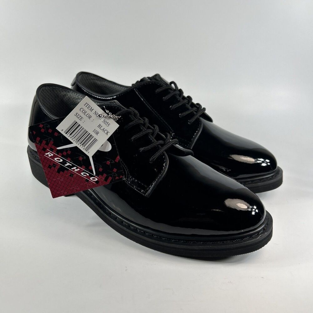 Rothco High Gloss Oxford Shoes Mens 10R Black Military Uniform Dress Shiny